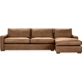 Coburn Sectional Sofa w/ Right Facing Chaise in El Paso Sand Brown Top Grain Leather