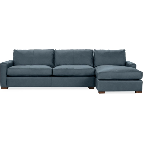 Coburn Sectional Sofa w/ Right Facing Chaise in Lush Bayou Blue Top Grain Leather