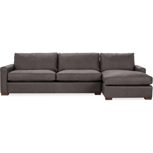 Coburn Sectional Sofa w/ Right Facing Chaise in Lush Chocolate Brown Top Grain Leather
