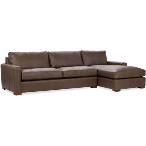 Coburn Sectional Sofa w/ Right Chaise in Country Life Neutral Top Grain Leather