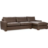 Coburn Sectional Sofa w/ Right Chaise in Country Life Neutral Top Grain Leather