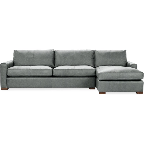 Coburn Sectional Sofa w/ Right Facing Chaise in Frozen Valley Blue Gray Top Grain Leather