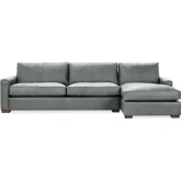 Coburn Sectional Sofa w/ Right Facing Chaise in Frozen Valley Blue Gray Top Grain Leather