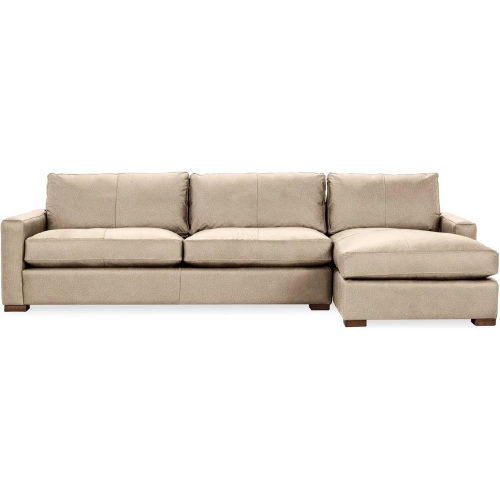 Coburn Sectional Sofa w/ Right Facing Chaise in Sand Cloud Tan Neutral Top Grain Leather