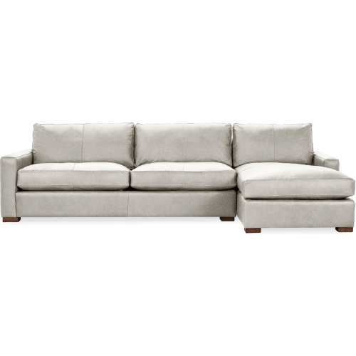 Coburn Sectional Sofa w/ Right Facing Chaise in Silver Top Grain Leather