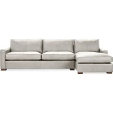 Coburn Sectional Sofa w/ Right Facing Chaise in Silver Top Grain Leather