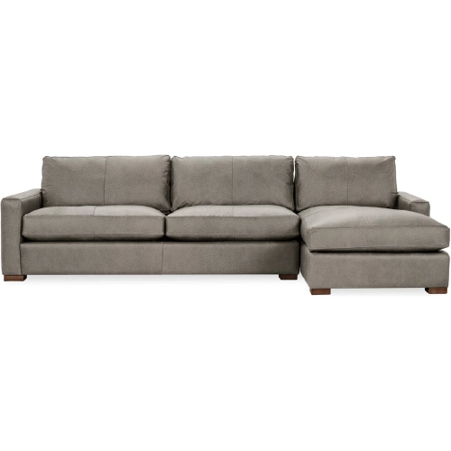 Coburn Sectional Sofa w/ Right Facing Chaise in The Captain Gray Top Grain Leather