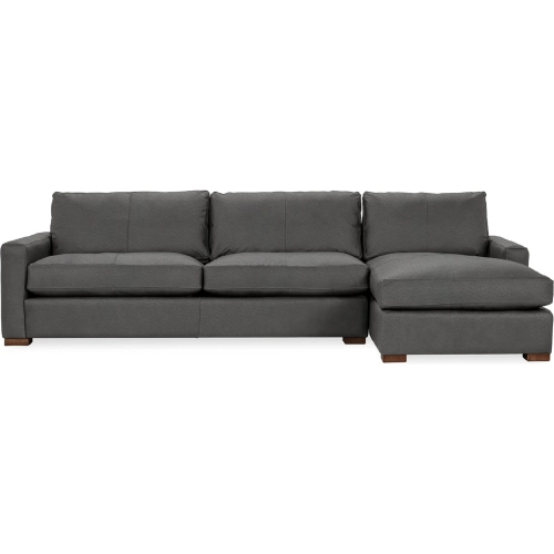 Coburn Sectional Sofa w/ Right Facing Chaise in Lush Gray Top Grain Leather