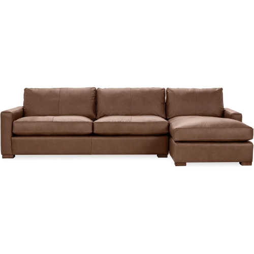 Coburn Sectional Sofa w/ Right Facing Chaise in Lush Saddle Brown Top Grain Leather