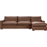 Coburn Sectional Sofa w/ Right Facing Chaise in Lush Saddle Brown Top Grain Leather