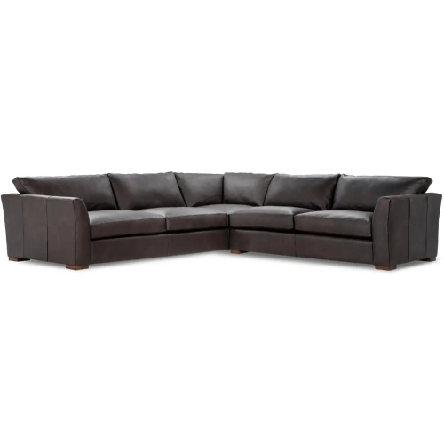 Bryson 3 Piece Sectional Sofa in Lush Chocolate Brown Top Grain Leather