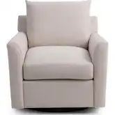 Olivia Swivel Accent Chair in Oat Biege Off White Fabric