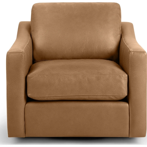 Aspen Swivel Accent Chair in Tan Brown Top Grain Leather
