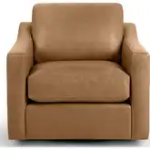 Aspen Swivel Accent Chair in Tan Brown Top Grain Leather