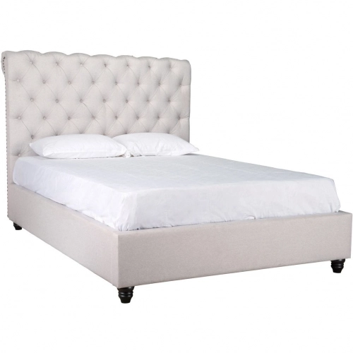 Doheney California King Bed in Tufted Beige Fabric