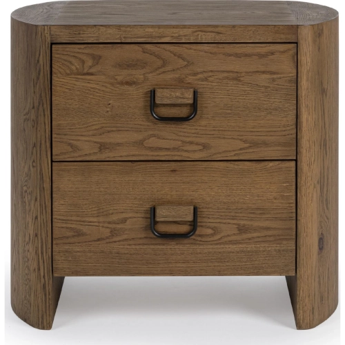 Kyrie 2 Drawer Nightstand in Tawny Brown Finish Oak Veneer