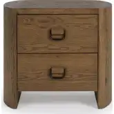 Kyrie 2 Drawer Nightstand in Tawny Brown Finish Oak Veneer