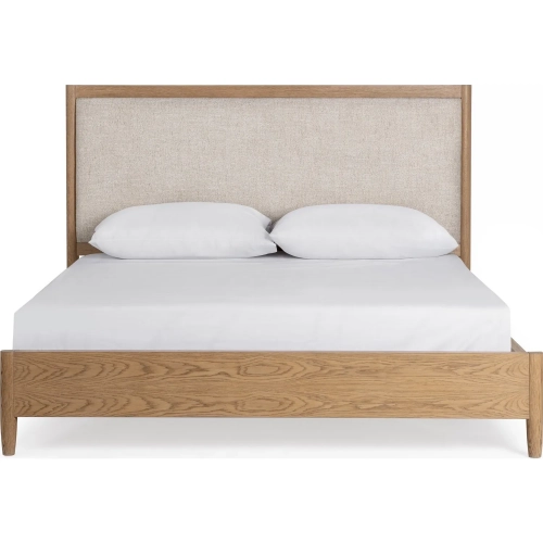 Alisen Queen Bed in Napa Grove Oak & Neutral Fabric