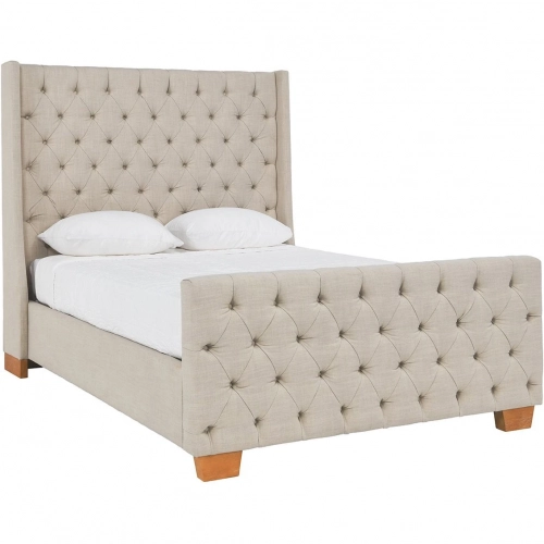 Laurent Queen Bed in Tufted Beige Fabric