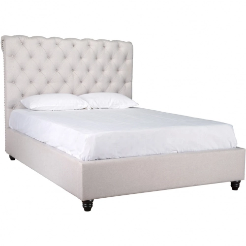 Doheney Queen Bed in Tufted Beige Fabric