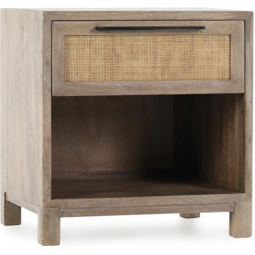 Jensen 1 Drawer Nightstand in Taupe Mango Wood & Cane