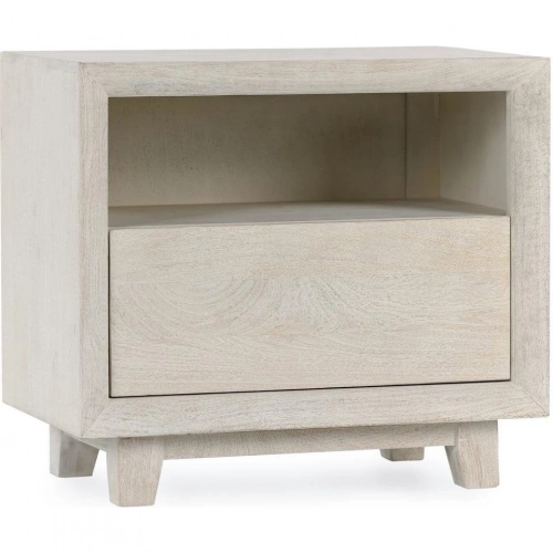 Reece 1 Drawer Nightstand in Seashell White Sand Solid Wood