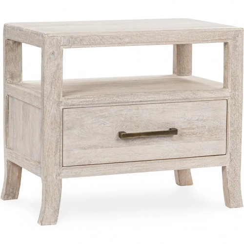 Westmont 1 Drawer Nightstand in White Washed Finish Solid Mango Wood