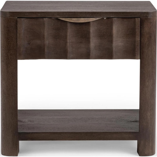 Baylee 1 Drawer Nightstand in Cocoa Brown Mango Wood