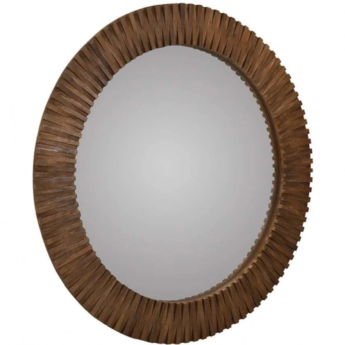 Myrtle 50" Round Mirror in Light Brown Mango Wood