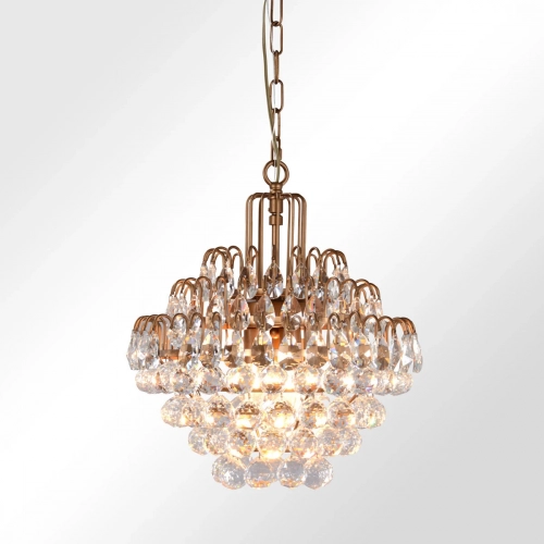 Grace 16" Chandelier in Brass & Crystals