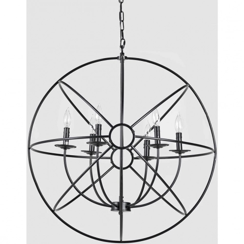 Derince Small Round Chandelier in Black Iron (Bulbs Not Included)