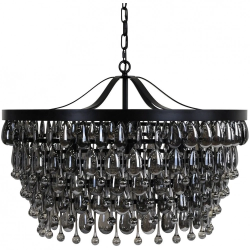 Renata Chandelier in Iron & Glass Droplets