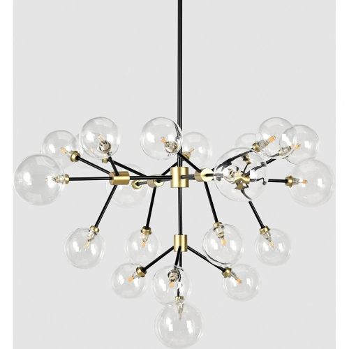 Phoenix Chandelier in Two Tone Iron & Clear Glass Globes