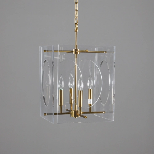 Tessa Chandelier in Brass & Clear Acrylic (Bulbs Not Included)