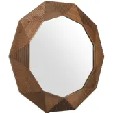 Santa Barbara Geometric Round Mirror in Oak Wood