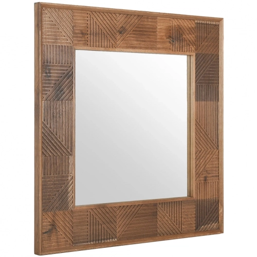 Santa Barbara Square Mirror in Geometric Pattern Oak Wood