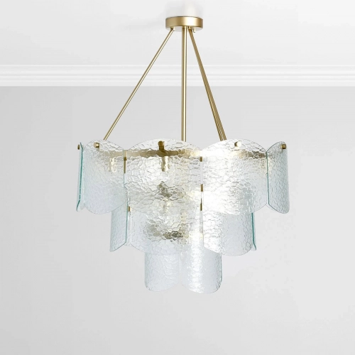 Theresa Chandelier in Ice Glass & Gold Iron