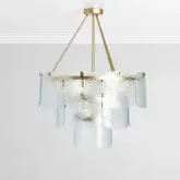 Theresa Chandelier in Ice Glass & Gold Iron