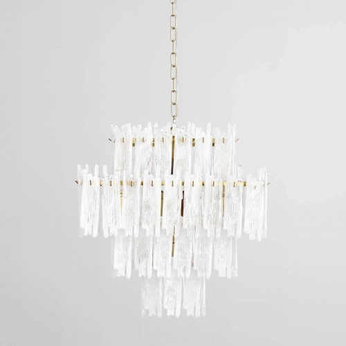 Everly Square Chandelier Clear & White Wax Drop Glass & Iron