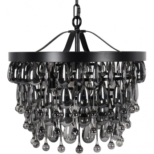 Renata 18" Chandelier in Black Metal & Smoke Gray Glass
