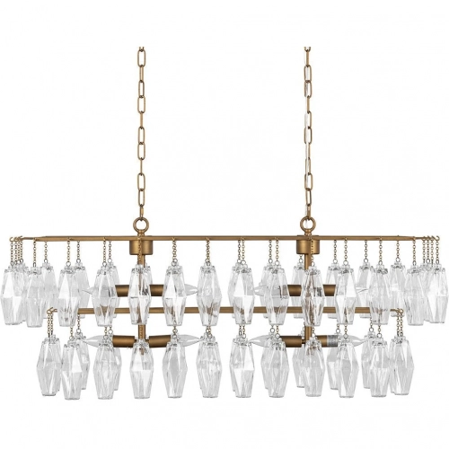 Tressia Chandelier in Brass Iron & Glass