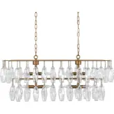 Tressia Chandelier in Brass Iron & Glass
