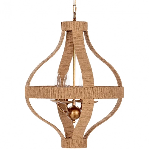 Sarmiento 18.5" Round Ceiling Pendant Light in Rattan & Gold Iron