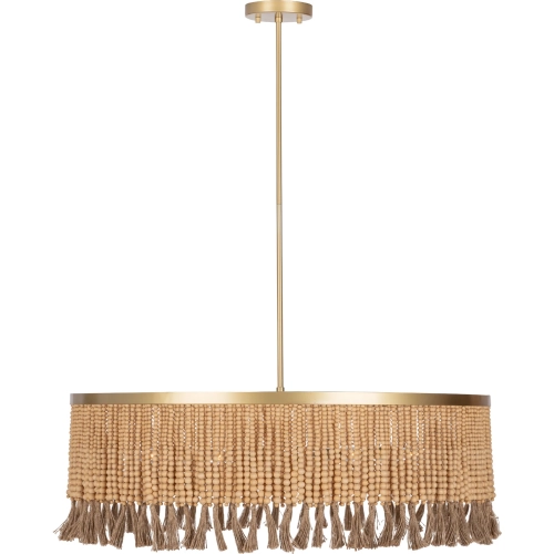 Andren Ceiling Pendant Light in Natural Wood Beads, Jute & Gold Metal
