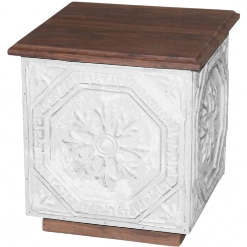 Some of a Kind Side End Table in Reclaimed Wood & Iron