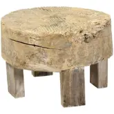 Alta Small Wheel End Table in Antique White Finish Rustic Wood