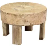 Alta Medium Wheel End Table in Antique White Finish Rustic Wood