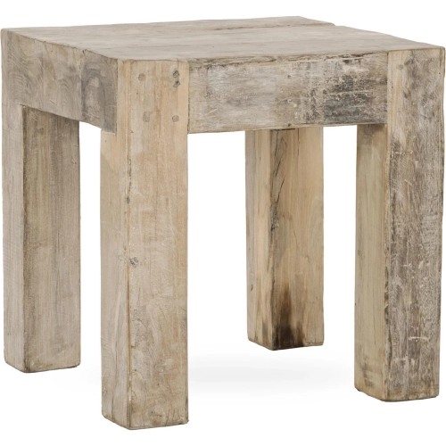 Giza End Table in Antique White Mixed Reclaimed Wood