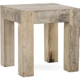 Giza End Table in Antique White Mixed Reclaimed Wood