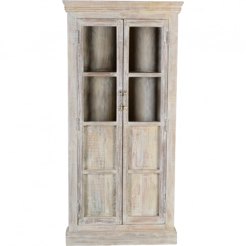 Almirah 2 Door Corner Armoire in Rustic Wood